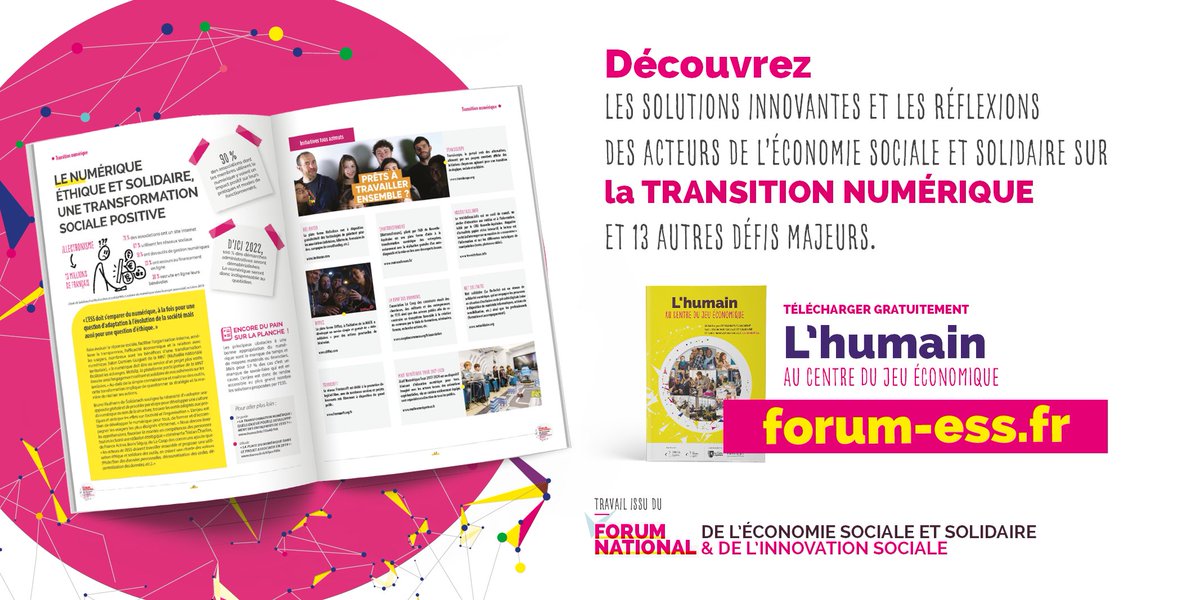 [#ForumESS] 
“Une utilisation éthique et solidaire des outils” 💻Comment accompagner la transition numérique dans l’#ESS ? 🔎
#TransfoNum

➡ Initiatives et informations : forum-ess.fr

📅 RDV du 19 au 21 octobre 2021 pour le 6e Forum National de l’ESS