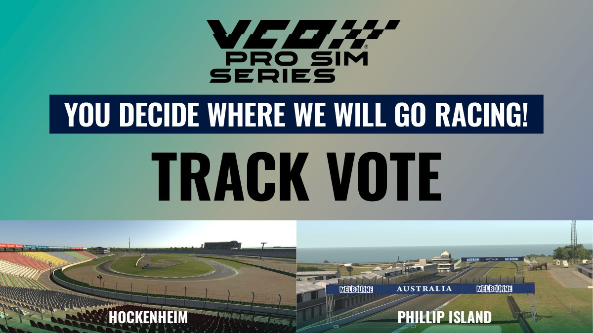vcoesports's tweet photo. #VCOTrackVote! 

Let us know on which of these @iRacing circuits you want us to contest our VCO ProSIM SERIES Championship Race.

📺Wednesday, 19:45 CET: https://t.co/4HGvua8fLf

#vcoesports #vcoprosim 

MAHLE | Sport Signage | D-BOX | FANATEC | SiFaT | SUPERDRINK | VRS https://t.co/PeIE2Ciiph