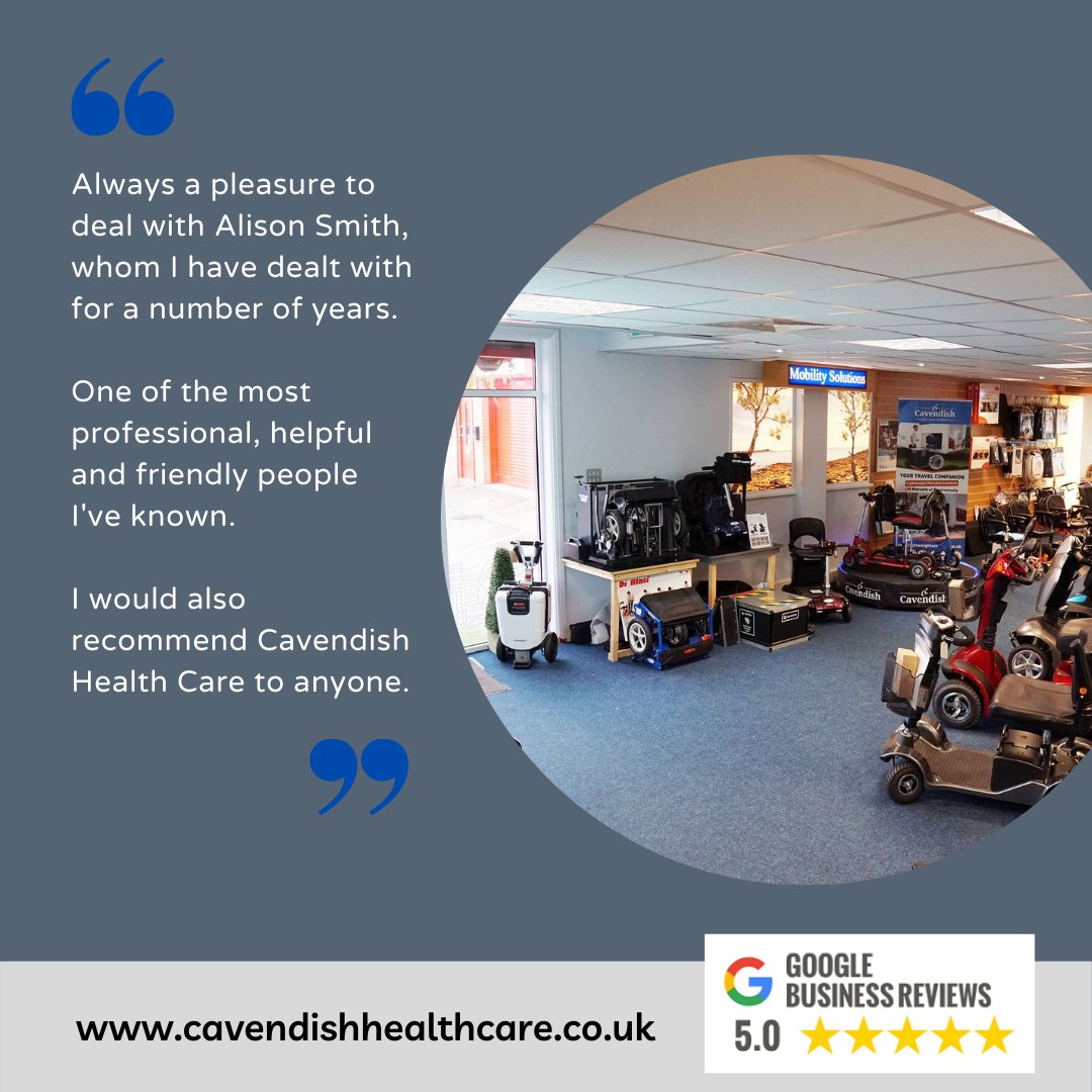 CavendishHants's tweet photo. Another great review, thanks John 😀

#TestimonialTuesdays #MobilityShowroom https://t.co/KeDjGcdaPw