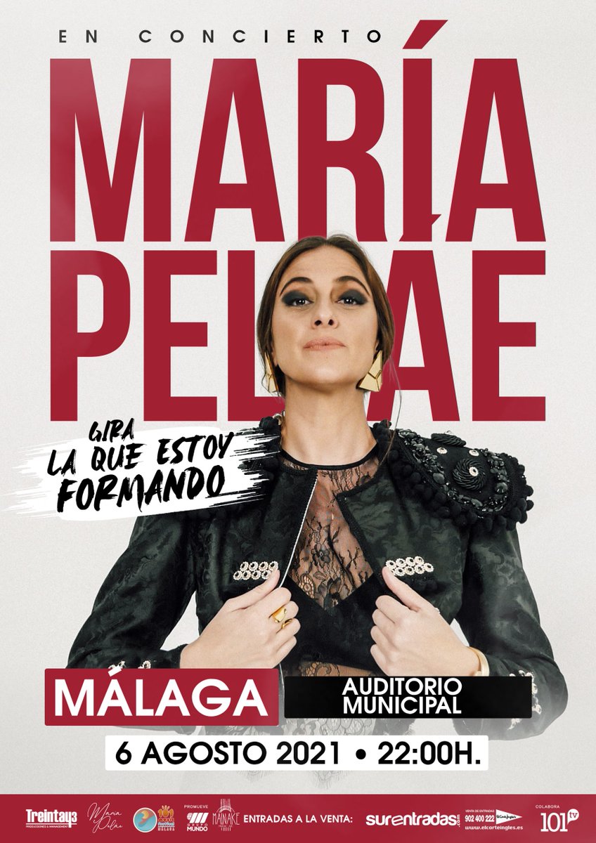 📣 Se avecina conciertazo ¿Preparados? 

🎟 María Peláez
📅 6 de agosto 
📍 Auditorio Municipal “Cortijo de Torres”

👉 ow.ly/2sh850E8u7j

#MDYE #DeportesMálaga #Málaga #EventosMálaga