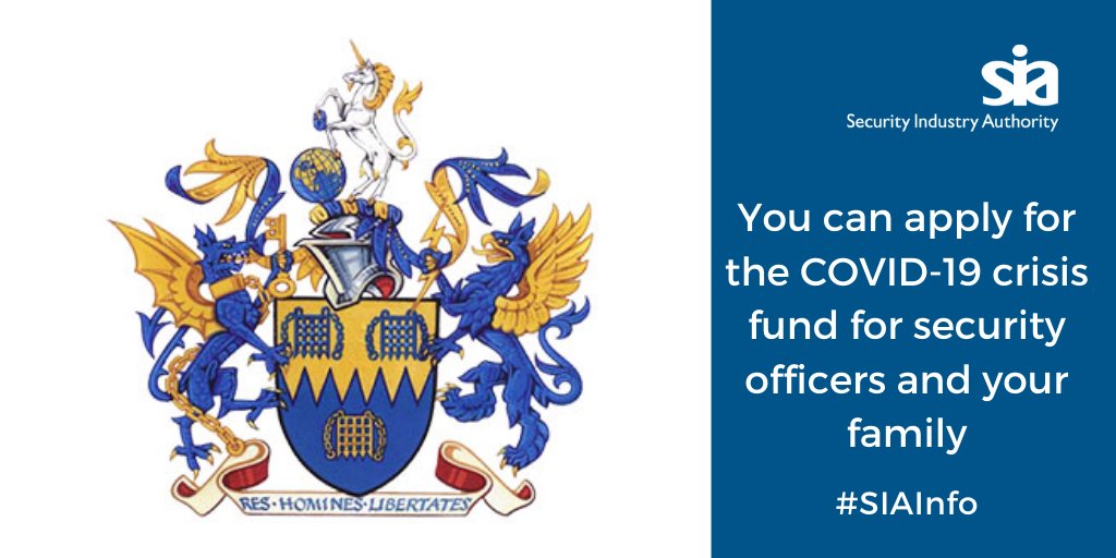 SIAuk's tweet photo. The Worshipful Company of Security Professionals’ Charitable Trust has set up a COVID-19 crisis fund to support security operatives and their families who have been adversely affected by the pandemic. Find out more and apply here: https://t.co/9FD2uxuHKu #SIAInfo @WCOSyP https://t.co/uRiQorY3OE