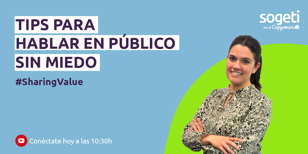 SogetiSpain's tweet image. ¿Tienes 10´para tomarte un ☕? Si la respuesta es sí, no puedes perderte este nuevo directo en el que daremos una serie de #tips para hablar en público y aprender a gestionar el miedo escénico.
Conéctate aquí 👉 bit.ly/2RPU3Yo
#SharingValue #SogetiValueMakers