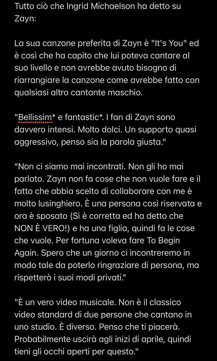 zaynmaliknewsIT's tweet photo. 👀 Tutto ciò che @ingridmusic ha detto su @zaynmalik: https://t.co/lPvXh8ZekI