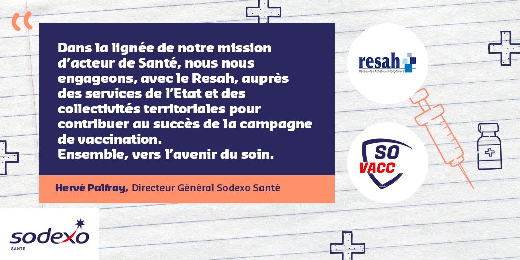 SodexoFrance's tweet photo. Le Resah retient SODEXO pour son offre de prestations d’appui à la coordination, à la gestion et au fonctionnement des centres de vaccination COVID-19
#verslavenirdusoin #campagnevaccination #Santé #collectivités #Resah #Covid19  #docteurhouse #sovacc
https://t.co/lUfiUs6LVw https://t.co/dIWisFv75X