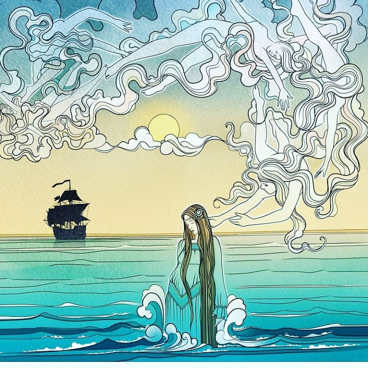 RuthEstevez2's tweet photo. Loving the artwork of @chellie_carroll - makes me think of the sea...thoughts turn to #themonsterbelt & #jiddyvardy #yabooks #smugglers #HistoricalFiction #Tuesday #books #illustration #mermaids #water #watersprites #18thcentury #seacreatures #MONSTERS #Formentera #robinhoodsbay https://t.co/uRVEYYO93J
