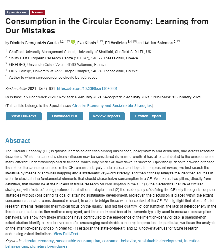 How can we change #consumers #behaviour towards the #circulareconomy ? Read this stunning paper from our colleagues <a href="/ggarciadimi/">Dimitris Georgantzis Garcia</a> <a href="/Eva_Kipnis/">Dr Eva Kipnis</a> <a href="/adriano_solomon/">Dr. Adrian Solomon</a> on the elements that characterize #consumption in a #CircularEconomy. 

mdpi.com/2071-1050/13/2…