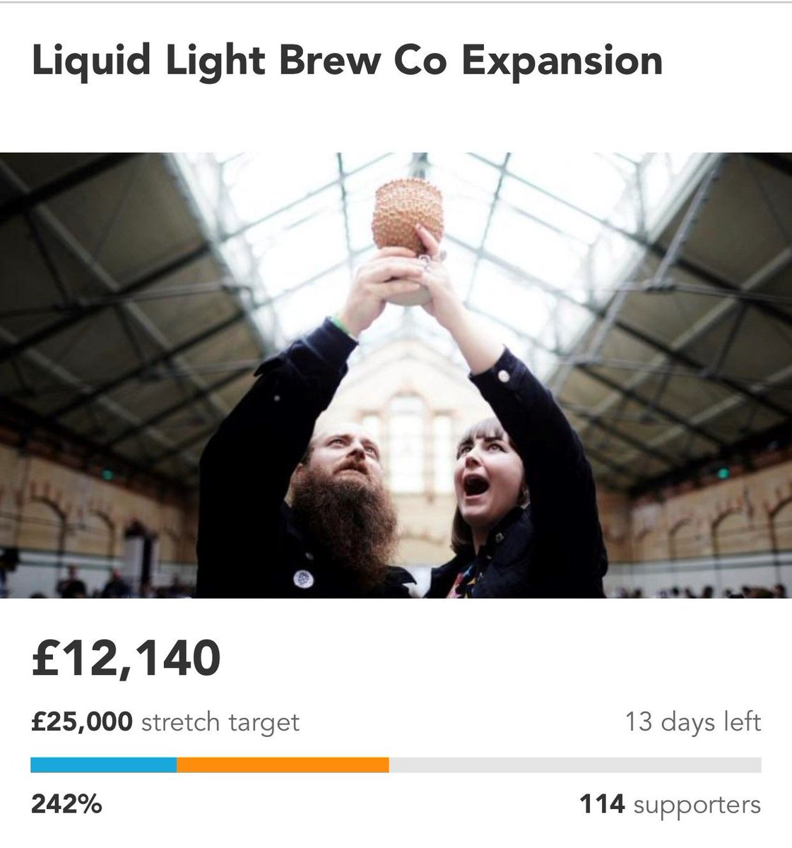 LiquidLightBrew's tweet photo. We're speechless. The generosity, kindness and understanding of everyone who has donated has blown us away. We have set a new stretch goal for serving tanks so you can come and drink the freshest beers possible in our taproom! Details below! ✌️❤️💧💡

https://t.co/sxXxpGZzbi https://t.co/Lser2mO7cQ