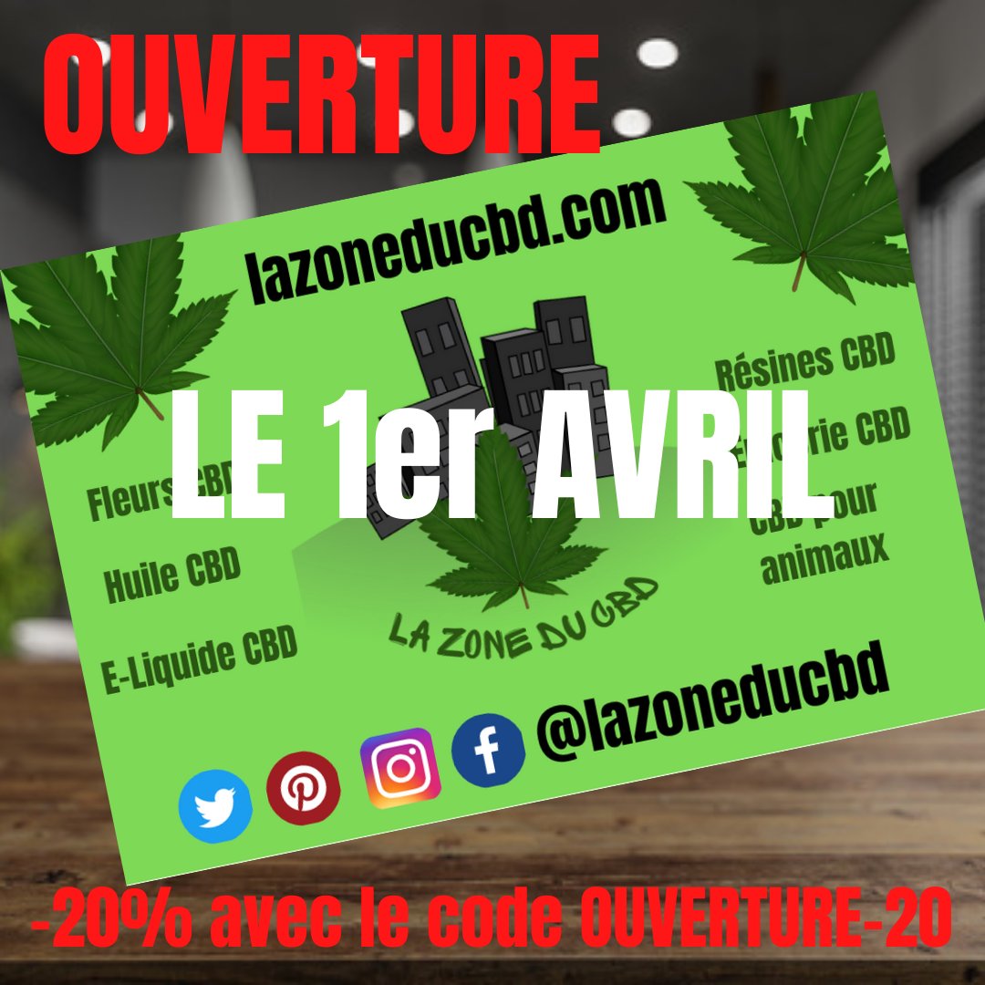 lazoneducbd's tweet image. 🔥 Le jour d'ouverture approche. Bénéficiez de-20% sur votre commande #CBD. Ne loupez pas cela en vous abonnant.

#cannabisLegal #cannabinoids #cannabislifestyle #cbdlife #CBDoils #cbdhealth #cbdproducts