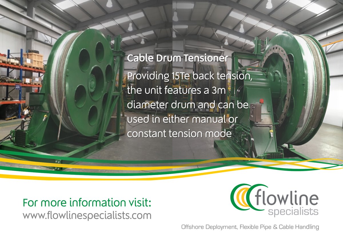 Flowline_Ltd's tweet photo. Included in our equipment range is a 15Te Cable Drum Tensioner which provides up to 15Te of back tension and can be used in manual or constant tension modes. It is suitable for products with an MBR of up to 1.5m.
More at https://t.co/fjSctevtZ7
#FlowlineSpecialists #cablehandling https://t.co/HBVQtdyVta