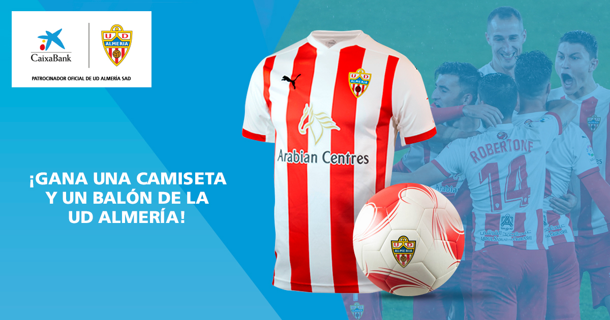 UD Almería on Twitter: "¡Gana un premio doble del equipo: un balón y una camiseta de la primera equipación! Si eres cliente de CaixaBank, participa aquí antes del 11/4. Y si