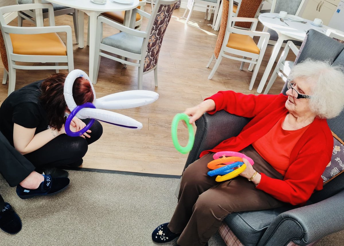 GoldendaleHouse's tweet photo. Easter is in full swing here at Goldendale House! 🐣

Residents have been playing Easter hoopla which has put a smile on all of our faces. 🐰

#GoldendaleFamily #GoodFriday #EasterActivities #StokeOnTrent #Staffordshire #CareHomesUK #CareHomeActivities #HappyEaster https://t.co/tJd2HGhLis