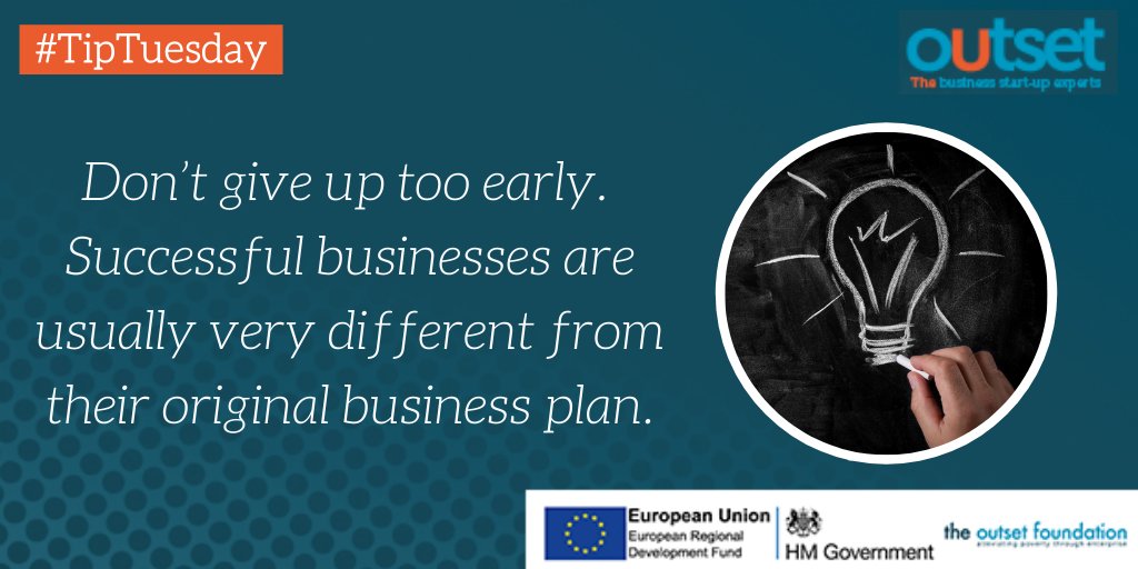 outsetcornwall's tweet photo. Try something and if it isn’t working, try it a different way. Persistence is a vital quality of any entrepreneur 👍 #TipTuesday #smallbusiness #OutsetFamily https://t.co/YGNqnuCyTi