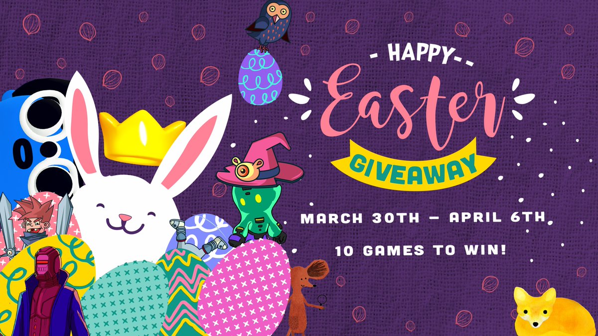 RedDeer_Games's tweet photo. HAPPY EASTER GAMERS! 🐰🐣

Celebrate these days with your loved ones (while keeping safety in mind!) and participate in our giveaway! Win 10 games from RDG! 🙌

🐤 https://t.co/UDdwmlQeUK 🐤 

#easter #LetTheFunBegin #giveaway #nintendo #nintendoswitch #indiegames https://t.co/N8l8v4lNq3