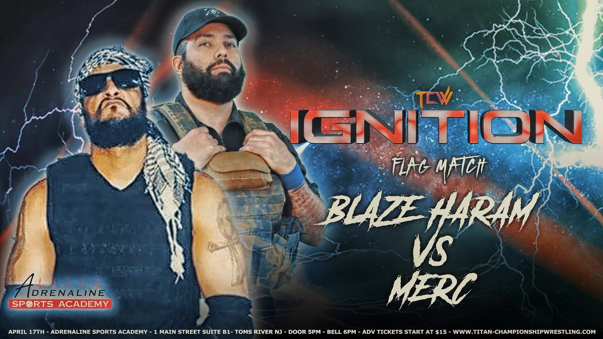 BlazeHaram's tweet photo. Be there april 17th , as I leave this jackass laying lifeless on his pathetic american flag !!
And that's inshallah!! Tickets available now !! Link in bio!!
#TitanChampionshipWrestling #allahsfavorite #blazeharam #flagmatch #prowrestling https://t.co/hnRCU2uaAD
