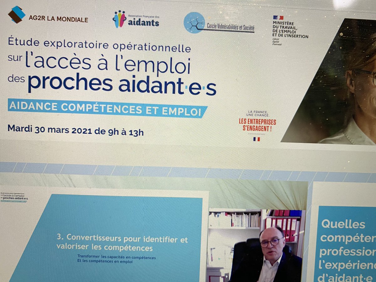 edehennezel's tweet photo. Résultats passionnants d’une étude  exploratoire sur les #compétences développées par les #aidants et leur potentiel de valorisation sur le marché du travail ! 
A poursuivre absolument. #VAE 
👏👏 @AG2RLAMONDIALE @AssoAidants @CercleVS @ThibautGuilluy @Elisabeth_Borne https://t.co/BcKzWUAYtL
