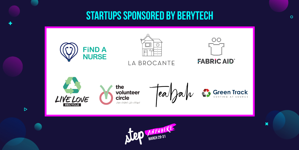 stepconference's tweet photo. Don't forget to pass by the virtual booths of startups sponsored by @berytech in the Expo Area 🙌 https://t.co/pc80tj108W