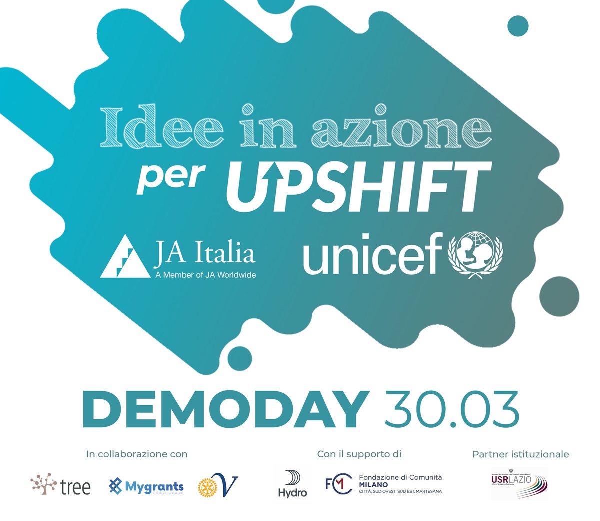 UNICEF_Italia's tweet photo. Prosegue il percorso di #UPSHIFT, il programma di educazione all'imprenditorialità giovanile promosso da UNICEF e @jaItalia.
Nel DemoDay di oggi esperti di imprese e Terzo Settore valutano i progetti di 10 team di ragazzi italiani e stranieri: i migliori diventeranno start-up! https://t.co/68RKBtBqkM