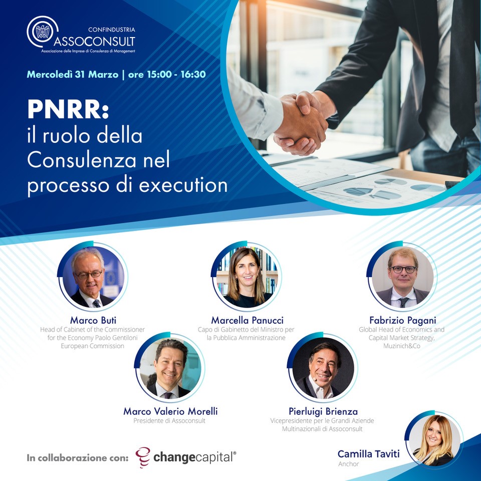 Pochi e strategici. Ecco come dovranno essere i progetti del PNRR secondo <a href="/Morelli_MarcoV/">Marco V. Morelli</a> presidente di <a href="/assoconsult/">ASSOCONSULT</a>. Se ne parlerà domani al #webinar sul ruolo della consulenza nel processo di execution. Per iscriversi bit.ly/31xtpIc