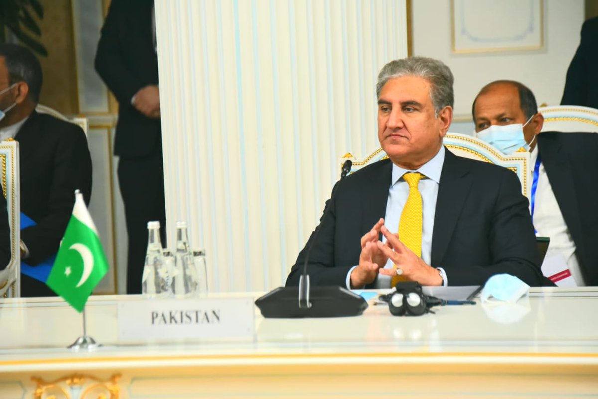 SMQureshiPTI's tweet photo. Today at the 9th Heart of Asia Ministerial Conference in Dushanbe, I expressed Pakistan’s confidence that the “Dushanbe Declaration” would reflect our common resolve to standby and support the Afghan people at this most consequential time in their history. https://t.co/spQyhUxx63