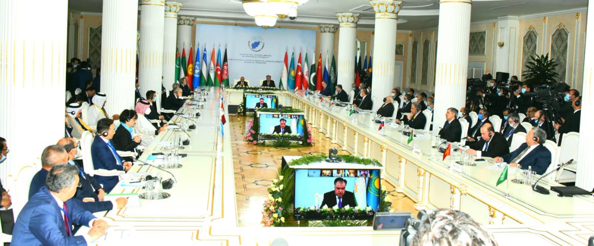 SMQureshiPTI's tweet photo. Today at the 9th Heart of Asia Ministerial Conference in Dushanbe, I expressed Pakistan’s confidence that the “Dushanbe Declaration” would reflect our common resolve to standby and support the Afghan people at this most consequential time in their history. https://t.co/spQyhUxx63