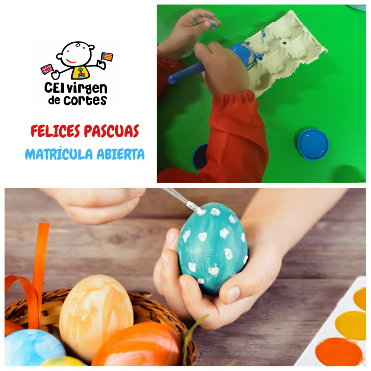 CeiCortes's tweet photo. SE ACERCAN LAS PASCUAS, Y EN LOS CEI Virgen de Cortes YA LAS ESTAMOS CELEBRANDO.
¡FELIZ MARTES A TODOS Y A TODAS!
.
.
.
#ceivirgendecortes  #matriculaaabierta #curso20202021 #curso20212022 #desayunospedagógicos  #virgendecortesmola
#pascuas2021 #ecuelapascuera https://t.co/7Vt38pF9nm