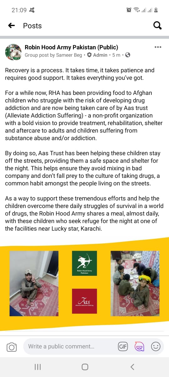 AasCentre's tweet photo. We'd like to thank Robin Hood Army, Pakistan from the bottom of our hearts for their unwavering support towards AAS trust and the less fortunate individuals of our country. Your support and care goes a long way. 
#robinhoodarmypakistan #aastrust https://t.co/MvegTwPKGQ