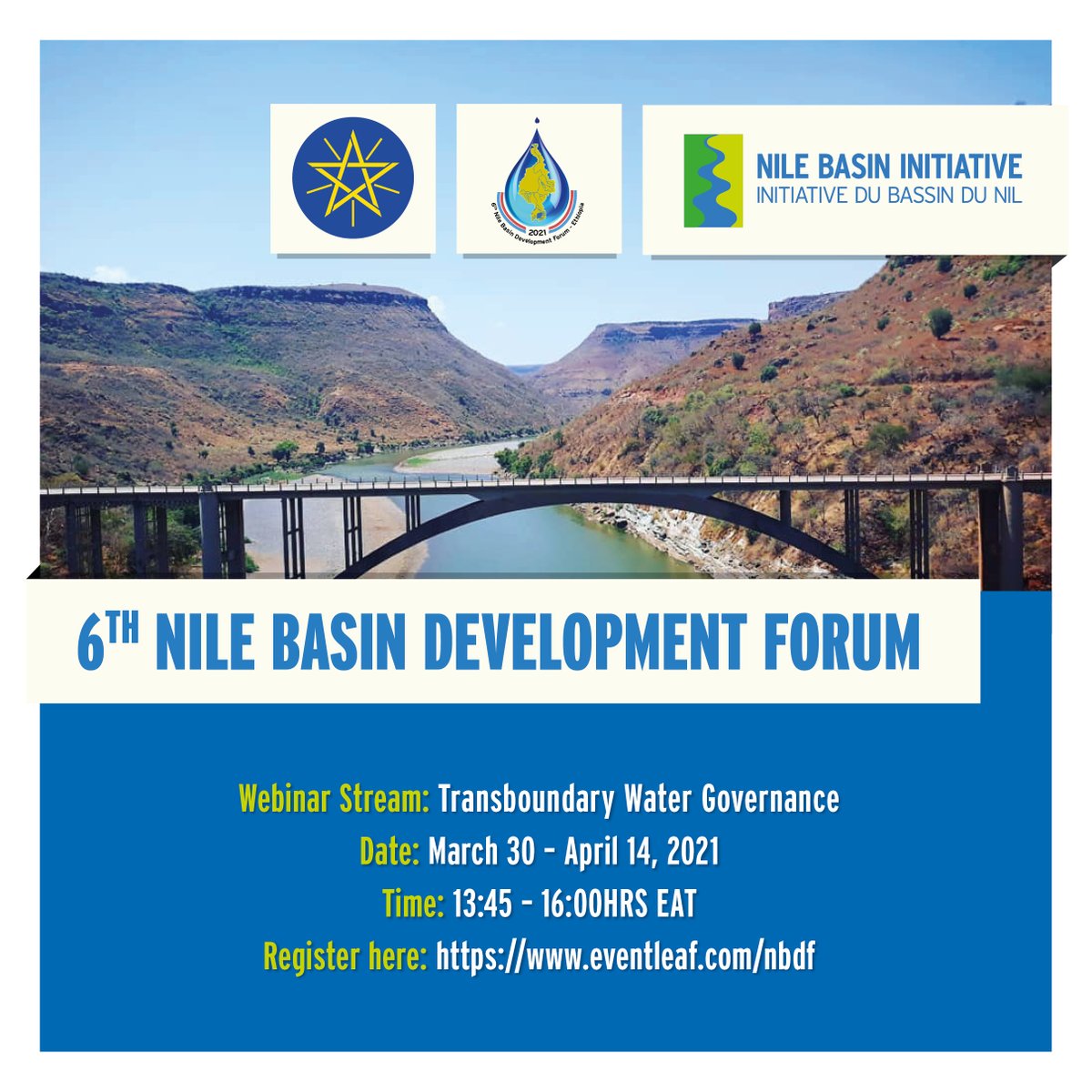anacascao's tweet photo. One River #Nile / One Forum #NBDF6 / One Theme starting today #TransboundaryWaterGovernance #TWG / Three sessions #Governance #WaterDiplomacy &amp; #Regional Economic Cooperation 

https://t.co/IKUdrfALFU

The first is starting in 2 hours. Connect with the zoom link above @nbiweb https://t.co/HUvEM4Ocxt