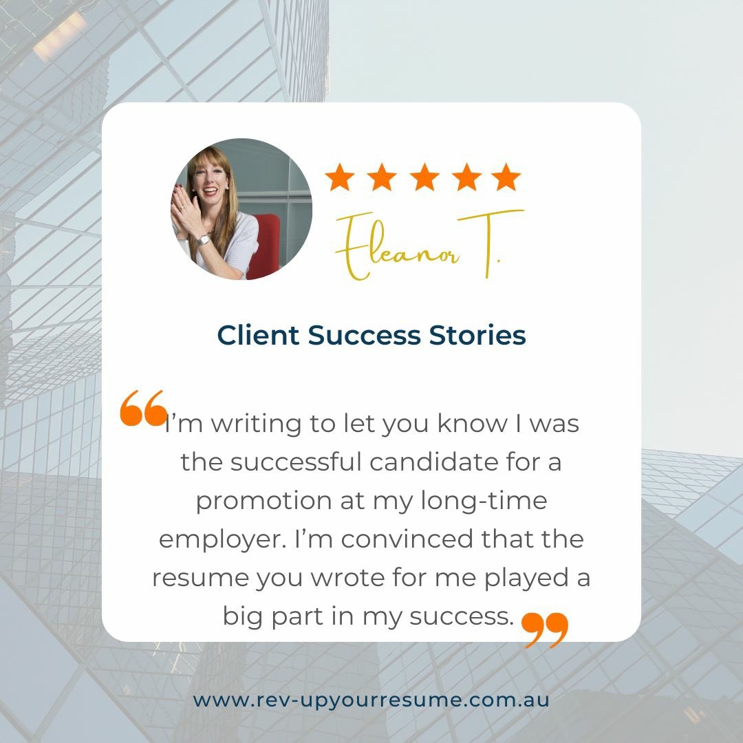 RevUpResume's tweet photo. 🌟Be part of our client success stories. 

Read our other 5-star Google reviews here. #resumes #CV #resumewriter #resume 

Gold Coast - https://t.co/ePyjiwlmmU
Canberra - https://t.co/fuB3RPGZBA
Adelaide - https://t.co/E990z5lBTu
Melbourne - https://t.co/R7ZwYflOkK https://t.co/g0FZMWJhYd