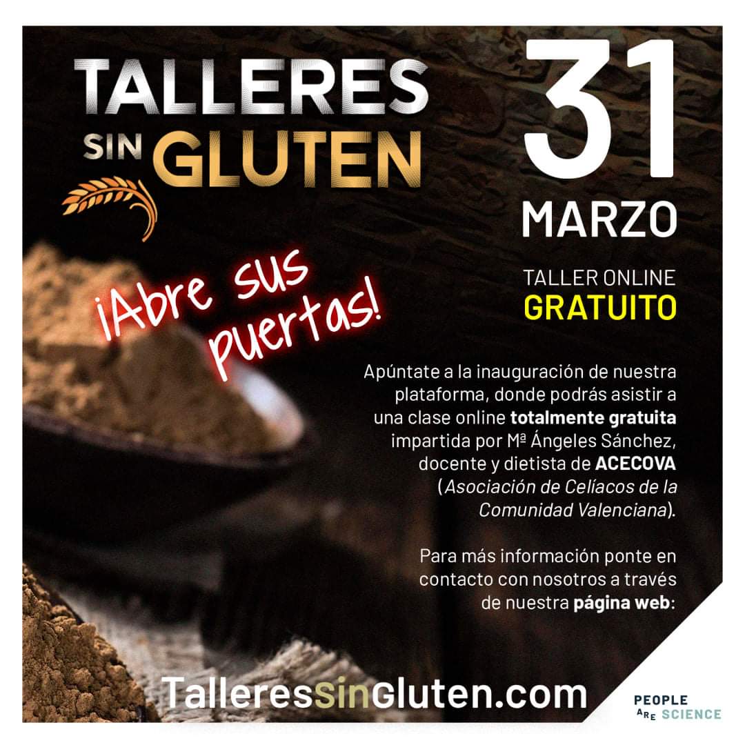 Acecova's tweet photo. Mañana 31 tenemos un encuentro Online para presentar los #TalleresSinGluten donde colaboramos con #PeopleAreScience. 

Puedes inscribirte aquí 👇
https://t.co/2gzukCxnux https://t.co/kD1PYJxnSG