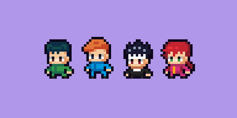 modsama's tweet photo. I just started watching yyh and literally love their palettes.

#pixelart #ドット絵 #yuyuhakusho #yyh #幽遊白書 https://t.co/YSqMCwu5Ff