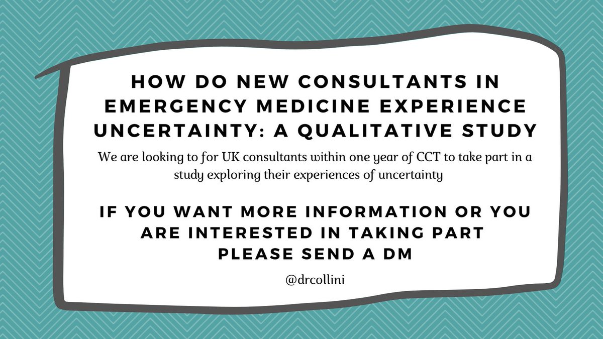 ⭐ Are you a UK EM consultant?
⭐ Did you CCT in the last year?
⭐ Please consider taking part in this research project!

⭐ Don't fit the criteria, but know someone who might? Please share/RT!