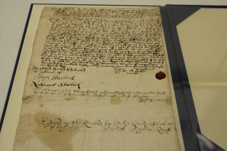 LawLibCongress's tweet photo. Nathan discusses the Law Library’s acquisition of a document bearing the signature of Mary Coffin Starbuck and the Wampanoag Sachem, Wunnatuckquannum. Read about it here: 
https://t.co/5yjj4Rcn4e #ICLBlog https://t.co/4pFmK40VEA