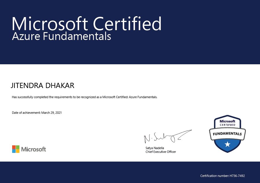 2013jeet's tweet image. Happy to share my first @Azure certification. Thanks @scottjduffy for your great course on @udemy. 
#CertifiedAzureFundamentals #multicloud