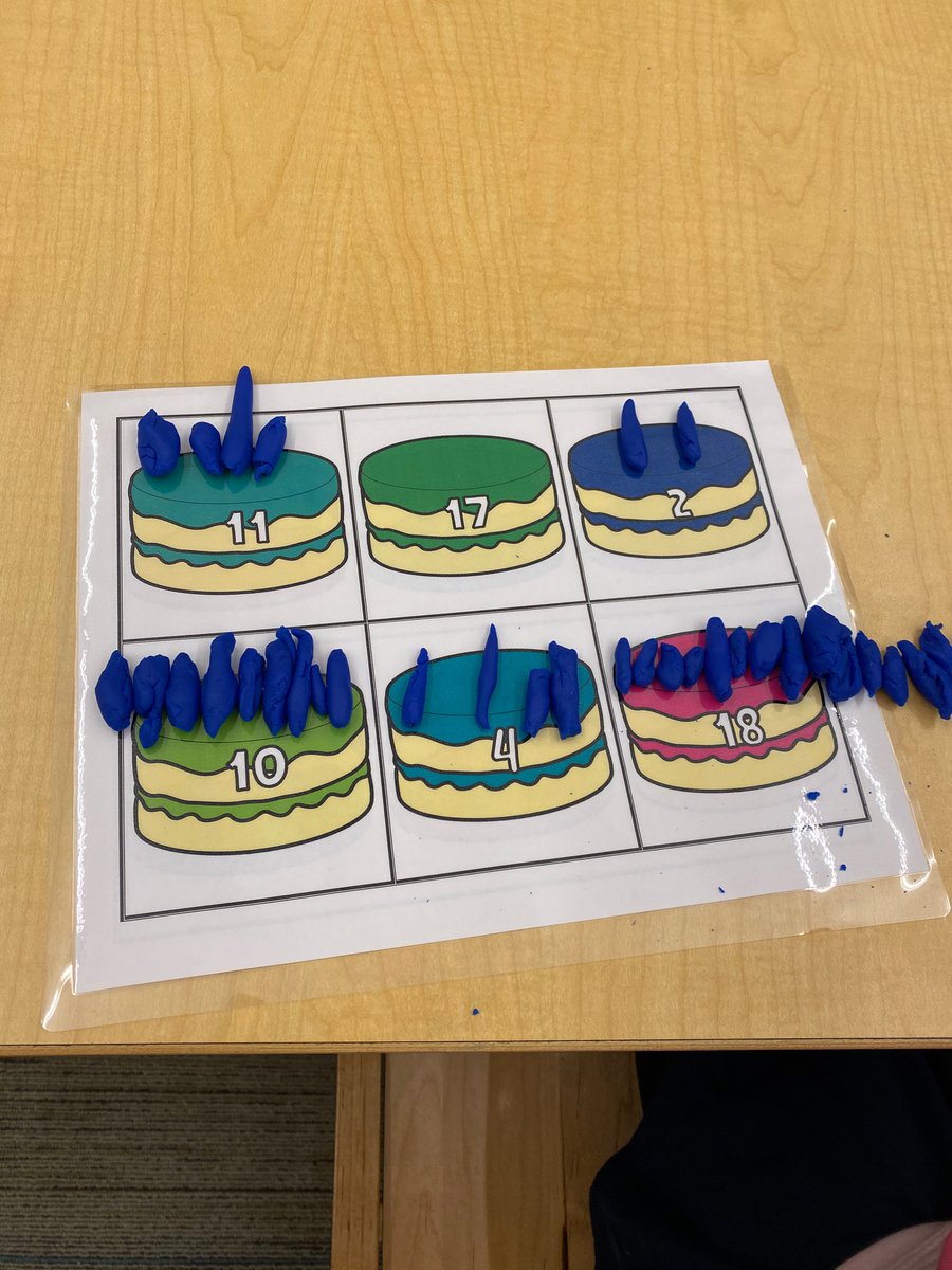polk_n's tweet photo. After reading Tx 2x2 book Cake by @suehendra kindergarten practiced counting by putting candles on number cakes. #JISDReads https://t.co/w8MGyqyOgD