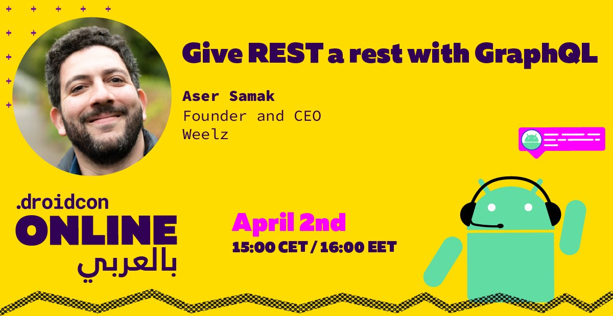 Listen to <a href="/AserSamak/">Aser Samak</a> on why it's time to migrate your client-server communication to use #GraphQL in this week's #webinar! 

Read more &amp; register for free: online.droidcon.com/webinar/give-r…

Note: This webinar will be held in Arabic.