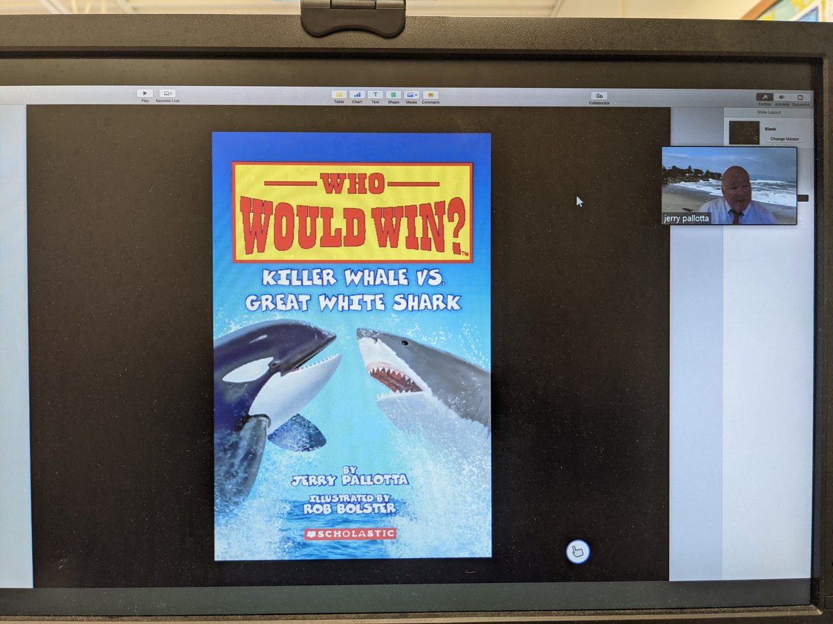 MrsHanger201's tweet photo. We got to Zoom with author, @jerrypallotta! He wrote the "Who Would Win" series. My son's favorite books! It was a great morning! @FOpanthers @RedClaySchools https://t.co/27jCVJZLHY