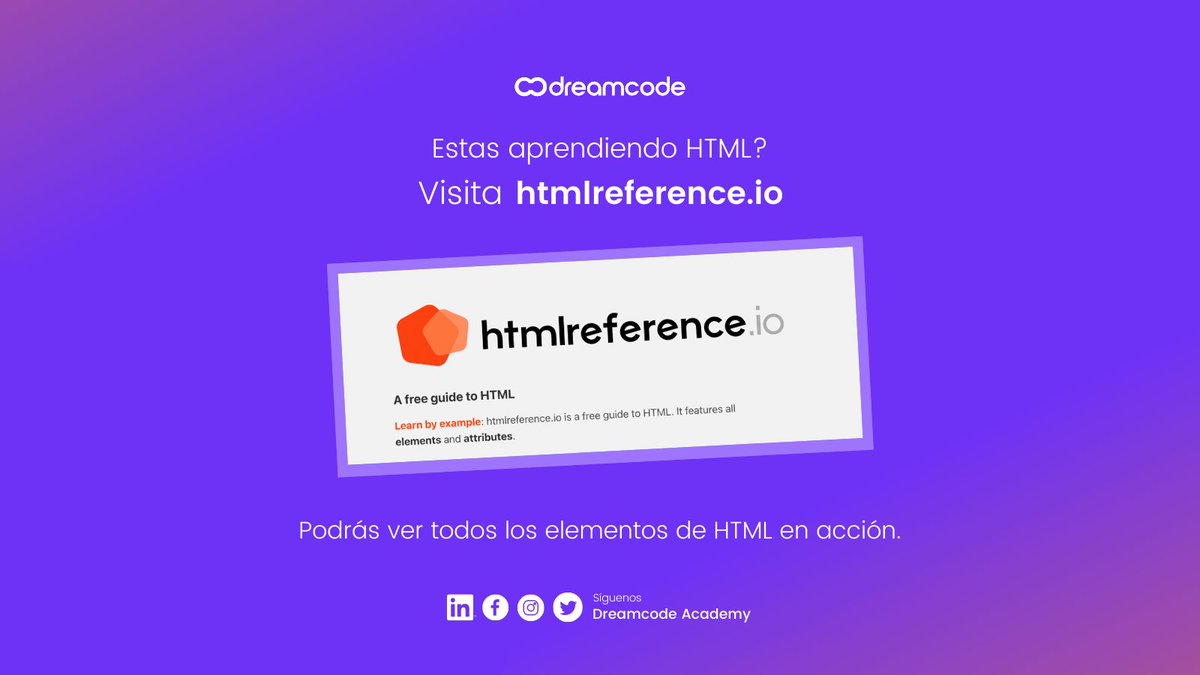 midreamcode's tweet image. 🤓 ¿Estás aprendiendo HTML y quieres una guía de referencia?
👨💻👩💻 Puedes encontrar todos los elementos de HTML con ejemplos en htmlreference.io
👥 Comparte con más personas que lo necesiten.
#html #programming #gettingthingsdone #engineering #education