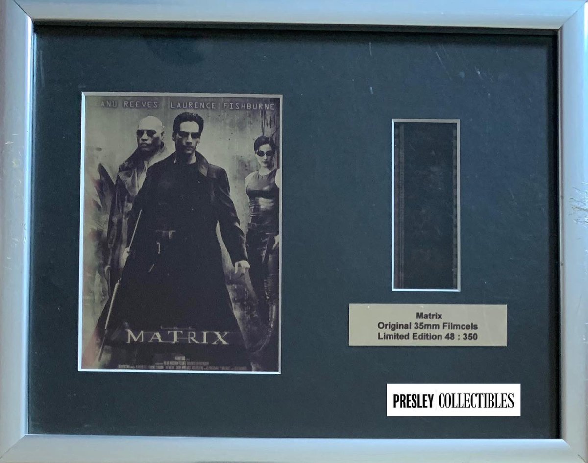 PresleyCollect's tweet photo. Limited Edition original 35mm film cells from The Matrix, framed presentation limited to 350 worldwide with COA.
#moviememorabilia @presleycollectibles #thematrix #filmmemorabilia #filmcell #limitededition #keanureeves #35mmfilm #35mm #35mmfilmcell https://t.co/QyWplzQl14