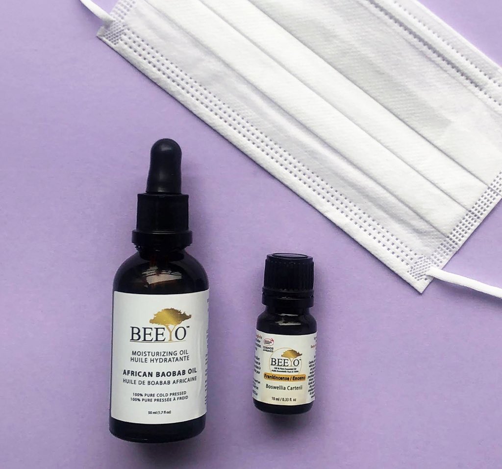 BeeyoLtd's tweet photo. Wearing a mask in the new normal can cause substances to block our pores,⬆️ the risk of acne. Treat acne &amp; avoid the dreaded mask-ne with our Baobab Oil &amp; Frankincense Essential Oil, which has anti-inflammatory properties to protect your skin barrier.
Shop:https://t.co/PYTdZiTkKg https://t.co/KKPOJYAkX1