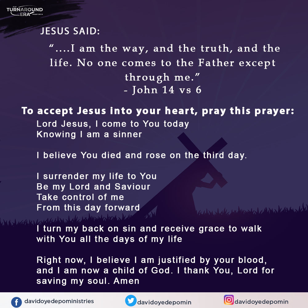 Winners Chapel International (@winnerswld) on Twitter photo Jesus said He is the way, the truth and the life. True life doesn't come from being rich, having whatever you want but from having Christ in your life.
If you prayed the prayer, send us your name, location and phone number to newbirth@lfcww.org so we can Jesus said He is the way, the truth and the life. True life doesn't come from being rich, having whatever you want but from having Christ in your life.
If you prayed the prayer, send us your name, location and phone number to newbirth@lfcww.org so we can