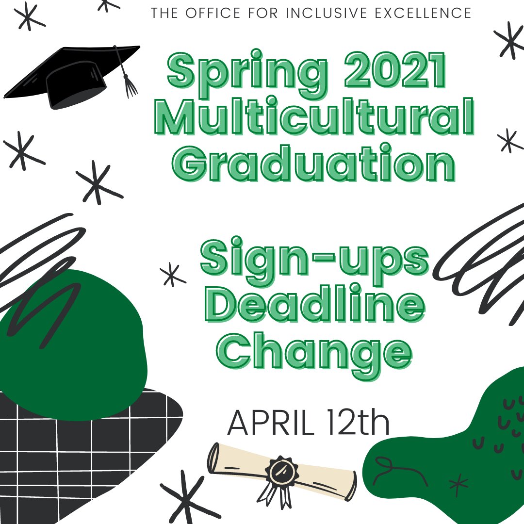 sruoie's tweet photo. Multicultural Graduation is coming up on April 29th! Sign ups are now open and the deadline has been changed to April 12th! Make sure you sign up soon. ๐
#sruoie #slipperyrockuniversity #multiculturalgraduation https://t.co/L2bc12aGcV