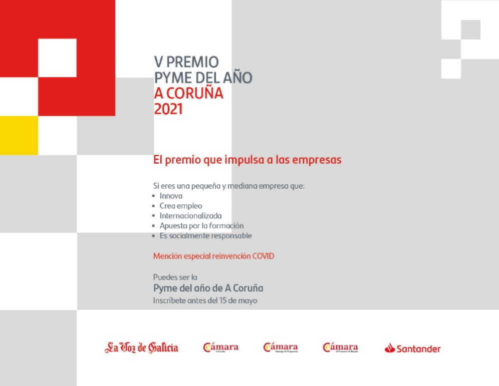 Participa en el Premio PYME del Año convocado por la <a href="/camaracorunafor/">Formación Cámara</a>! Tienes hasta el 15 de mayo para presentar la candidatura de tu empresa. Toda la info aquí 👉 bit.ly/3cBdMWA #PYMES #Emprendimiento