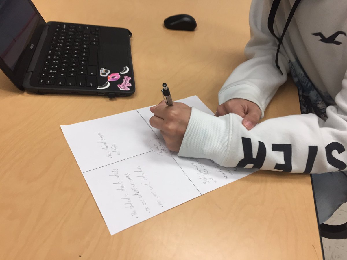 CarrieLFarrell7's tweet photo. Our 8th graders are ethical curators summarizing and applying a dilemma on @StoryboardThat to determine a course of action. Our wrap-up explains our identified problem on a quadrant following the #ethicalsteps. @whatsnewatrjh https://t.co/t80UYd4VdS