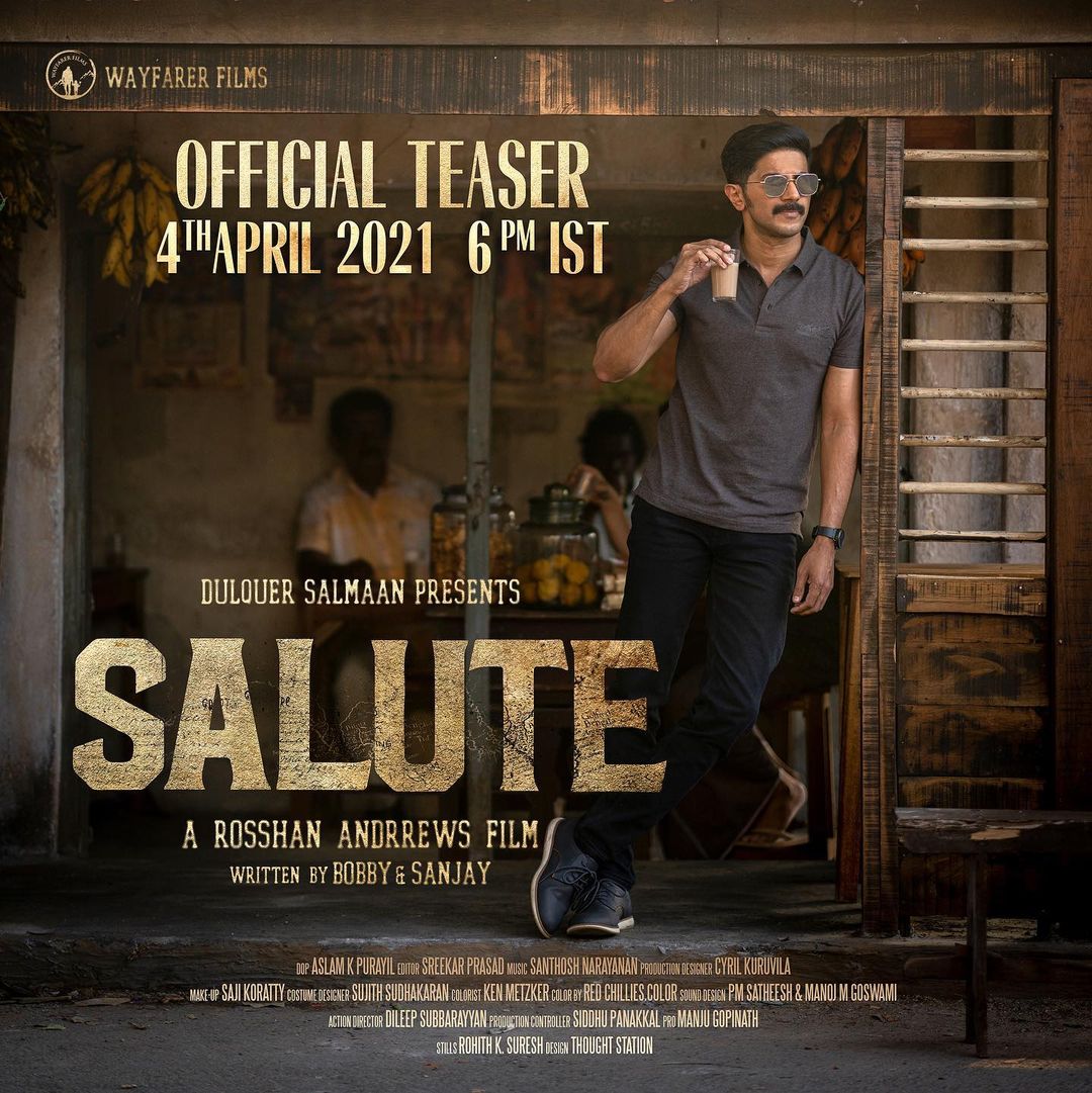 DQsWayfarerFilm's tweet photo. Buckle up! Coz the teaser to #Salute is dropping in 5 days. #salutethemovie

@dulquer @DianaPenty
@Music_Santhosh @sreekar_prasad @salutemovie2021 @dqswayfarerfilm #RoshanAndrews #BobbySanjay
#SaluteTeaser #SaluteMovie https://t.co/KDykuIArcA