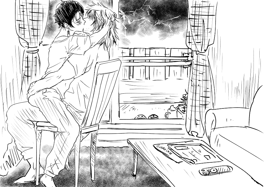 @yoshidak2_kmt 最初もう少し小さく描いたからアップにしたら粗が目立つwwwwてなりましたw
こんなでよければお好きになさってください^^
ちなみにもう少し引いた絵はこちらになります～
ちゅうは見えない方がいいかなと思ったけど、粗が目立つ方が微妙ですねw 
