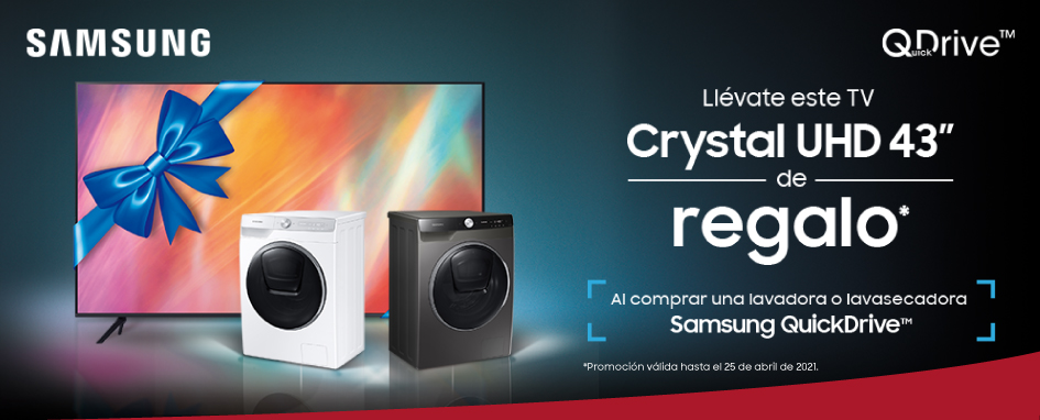 Electrobuy on Twitter: "¡Llévate un TV Crystal UHD 43'' de regalo al  comprar una lavadora o lavasecadora Samsung QuickDrive!  https://t.co/GoZaTKgGxh https://t.co/L0SGVeVB9u" / Twitter