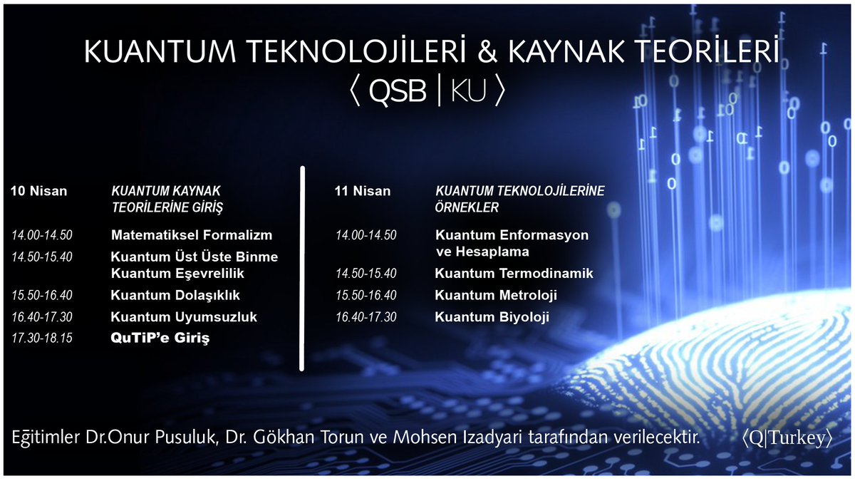 KuantumTurkiye's tweet photo. QTurkey Koç Üniversitesi Öğrenci Kolu (QSB|KU) ekibi ilk etkinliği ile 10-11 Nisan tarihlerinde karşınızda.

Etkinlik için detaylı bilgi ve başvuru formu için: https://t.co/fhV9IGsa28 https://t.co/84TLIJq7j5