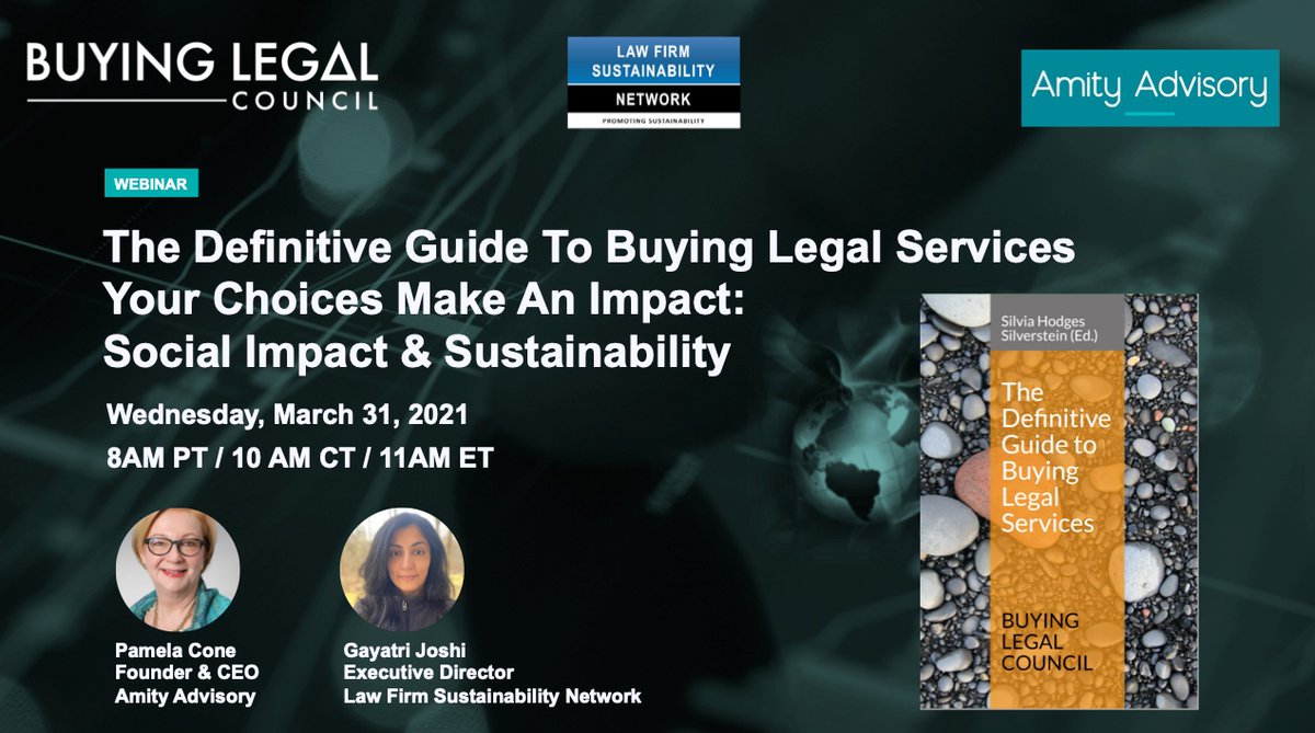 BuyingLegal's tweet photo. TOMORROW on #earthday2021 #sustainability #socialimpact with Pamela Cone, ISSP-SA Gayatri Joshi
Register here: https://t.co/li6fAmZm4D #legalprocurement #yourchoicesmakeanimpact #thedefinitiveguide @BuyingLegal Amity Advisory LAW FIRM SUSTAINABILITY NETWORK https://t.co/UH9L5Mctl0