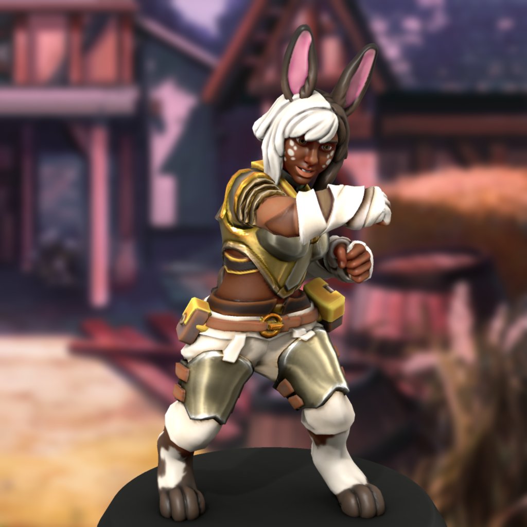 character_dnd's tweet photo. Keybella Rabbitfolk Brawler with ties to the Fey Realm(Champion/Wild Magic Sorc)Urchin. A fixture of the streets that raised her, Keybella has always a little magic about her. Her fists are her weapon of choice though. Brash but loving. #DnD #DnDCharacter #HeroForgeColor #DnD5e https://t.co/7vkSz31VxU