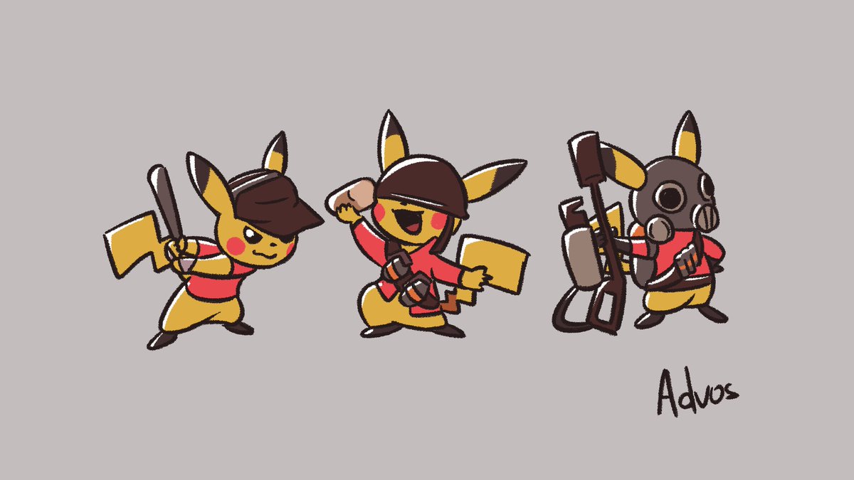AdvosArt's tweet photo. Team Fortress Pikachu (Part 1) https://t.co/eDZ7DDmFbI